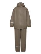 Basic Rainwear Set -Recycle Pu Outerwear Rainwear Rainwear Sets Brown CeLaVi