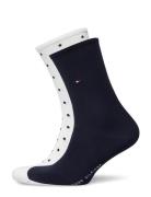 Th Women Sock Dot 2P Underwear Socks Regular Socks White Tommy Hilfiger