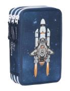 Three-Section Pencil Case - Space Mission Accessories Bags Pencil Cases Multi/patterned Beckmann Of Norway