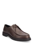 Slhtim Leather Moc-Toe Shoe Shoes Business Laced Shoes Brown Selected Homme