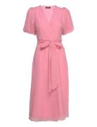 Myra Wrap Dress Knælang Kjole Pink Gina Tricot