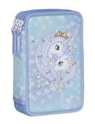 Three Section Pencil Case W/Content - Unicorn Princess Ice B Accessories Bags Pencil Cases Blue Beckmann Of Norway