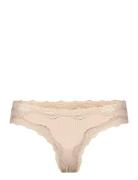 Silk Brasilian W/ Lace Lingerie Panties Brazilian Panties Beige Rosemunde