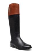 Justine Burnished Leather Riding Boot Lange Støvler Black Lauren Ralph Lauren