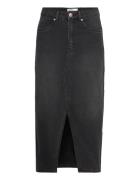 Vmveri Hr Calf Denim Skirt Ga Mix Noos Knælang Nederdel Black Vero Moda