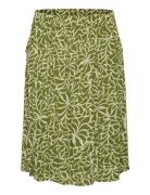 Kcami Skirt Printed Knælang Nederdel Khaki Green Kaffe Curve