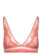 Lace Mesh Plunge Bralette Lingerie Bras & Tops Soft Bras Bralette Pink Understatement Underwear