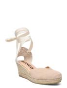 Biaibiza Wedge Espadrilles Suede Espadrillos Med Hæl Sandal Cream Bianco