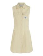 Sleeveless Cotton Shirt Dress Dresses Shirt Dresses Beige Calvin Klein Jeans