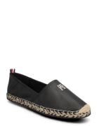 Th Leather Flat Espadrille Espadrillos Flade Sandal Black Tommy Hilfiger