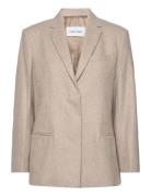 Flannel Wool Tailored Blazer Blazers Single Breasted Blazers Beige Calvin Klein