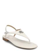 Ellington Lizard-Embossed Sandal Flade Sandaler White Lauren Ralph Lauren