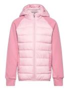 Hybrid Fleece Jacket W. Hood Outerwear Fleece Outerwear Fleece Jackets Pink Color Kids