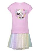 Set 2P Skirt + Ts Sets Sets With Short-sleeved T-shirt Multi/patterned Minnie Mouse