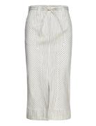 Freda - Cozy Linen Stripe Knælang Nederdel Cream Day Birger Et Mikkelsen