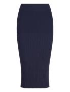 Cecina Rib Knit Skirt Knælang Nederdel Navy Tamaris Apparel