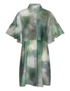 Clamecy Gathered Shirt Dress Aop&Solid Kort Kjole Green Tamaris Apparel