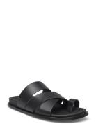 Harllow Black Leather Sandals Flade Sandaler Black ALOHAS