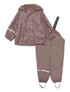 Rainwear Set -Aop, W.fleece Outerwear Rainwear Rainwear Sets Pink CeLaVi