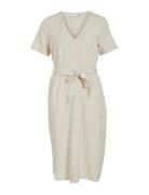 Viprisilla S/S V-Neck Midi Dress Knælang Kjole Cream Vila