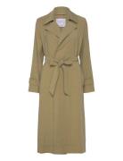 Flowy Lapel Trench Trenchcoat Frakke Khaki Green Mango