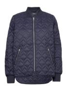 Quilted Jacket With Rib Knit Collar Quiltet Jakke Navy Esprit Collection