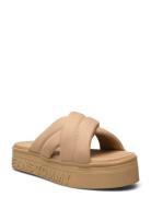 Tjw Lettering Flatform Sandal Shoes Summer Shoes Platform Sandals Beige Tommy Hilfiger