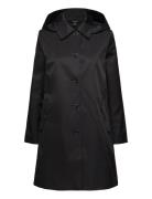 Hooded Cotton-Blend Balmacaan Coat Tynd Frakke Black Lauren Ralph Lauren