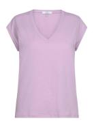 Cc Heart Basic V-Neck T-Shirt Tops T-shirts & Tops Short-sleeved Purple Coster Copenhagen