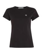 Ck Embroidery Slim Tee Tops T-shirts & Tops Short-sleeved Black Calvin Klein Jeans