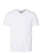 Slhnewpima Ss V-Neck Tee Noos Tops T-Kortærmet Skjorte White Selected Homme