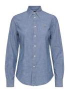 Straight Fit Cotton Chambray Shirt Tops Shirts Long-sleeved Blue Polo Ralph Lauren