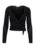 Anne L/S Wool Wrap Top Tops T-shirts & Tops Long-sleeved Black Gai+Lisva