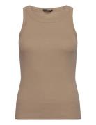 Katybb Rib Tank Top Tops T-shirts & Tops Sleeveless Khaki Green Bruuns Bazaar