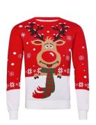 Rudolphs Christmas Jumper Tops Knitwear Round Necks Red Christmas Sweats