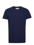 Regular Fit Round Neck T-Shirt Tops T-Kortærmet Skjorte Blue Revolution