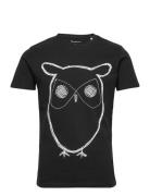 Alder Big Owl Tee - Gots/Vegan Tops T-Kortærmet Skjorte Black Knowledge Cotton Apparel
