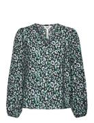 Objleonora L/S V-Neck Top Tops Blouses Long-sleeved Multi/patterned Object