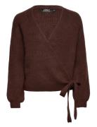 Onlmia L/S Wrap Cardigan Knt Noos Tops Knitwear Cardigans Burgundy ONLY