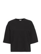 Essigne 2/4 Boxy T-Shirt - Gots Tops T-shirts & Tops Short-sleeved Black Esme Studios