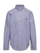 Plaid Cotton Poplin Shirt Tops Shirts Long-sleeved Shirts Blue Ralph Lauren Kids