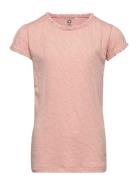 T-Shirt Ss Jacquard Tops T-Kortærmet Skjorte Pink En Fant