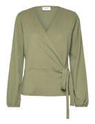 Shilasz Wrap Blouse Tops T-shirts & Tops Long-sleeved Khaki Green Saint Tropez