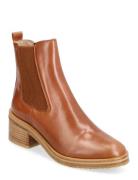 Bootie - Block Heel - With Zippe Shoes Boots Ankle Boots Ankle Boots With Heel Brown ANGULUS