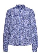 Blouse Cajsa Cotton Voile Tops Blouses Long-sleeved Blue Lindex