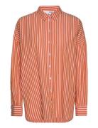 Slfemma-Sanni Ls Striped Shirt Noos Tops Shirts Long-sleeved Orange Selected Femme