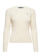 Cable-Knit Cotton Crewneck Sweater Tops Knitwear Jumpers Cream Polo Ralph Lauren