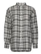 Relaxed Fit Plaid Linen Shirt Tops Shirts Long-sleeved Black Polo Ralph Lauren