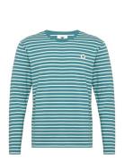 Mel Stripe Long Sleeve Gots Tops T-Langærmet Skjorte Blue Double A By Wood Wood