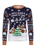 Santa Claus Is Coming To Town Tops Knitwear Pullovers Multi/patterned Christmas Sweats